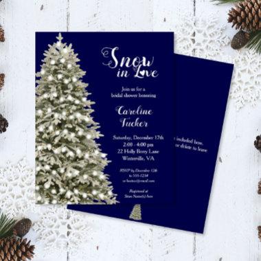 Snow in Love Tree Budget Bridal Shower Blue Invite