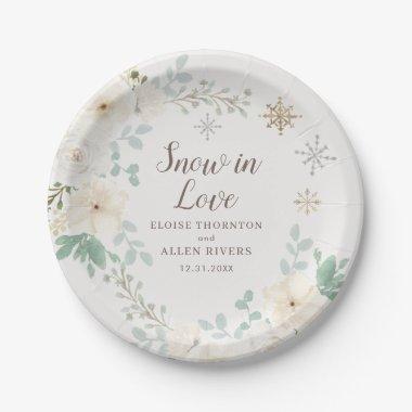 Snow In Love White Winter Floral Plates