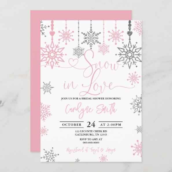 Snow In Love Winter Bridal Shower Invitations