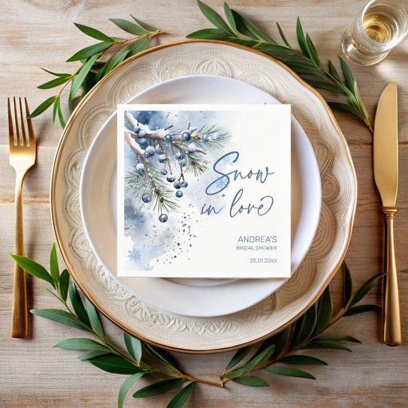 Snow in love winter  monogrammed napkins