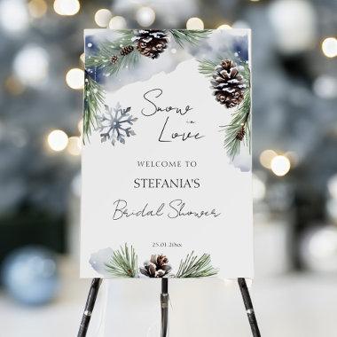 Snow in love winter bridal shower welcome sign