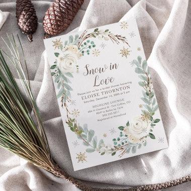 Snow In Love Winter Floral  Invite