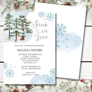 Snow in love winter forest snowflake bridal shower Invitations