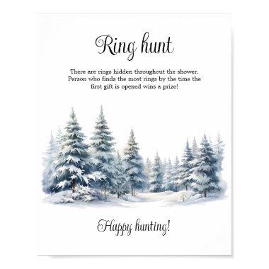 Snow in Love winter pine forest Bridal Shower Game Poster