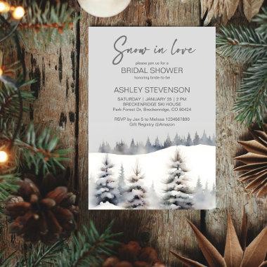 Snow in love winter pine forest bridal shower Invitations
