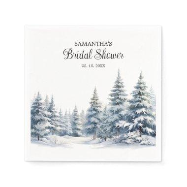 Snow in Love winter pine forest  Napkins