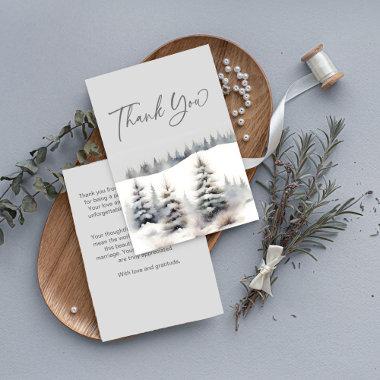 Snow in love winter pine forest bridal shower thank you Invitations