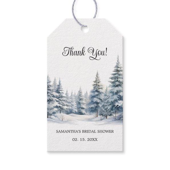 Snow in Love winter pine forest Thank You Gift Tags