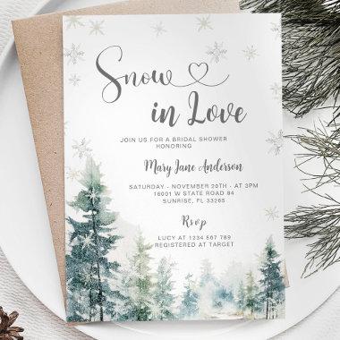 Snow in Love Winter Snowflake Bridal Shower Invitations