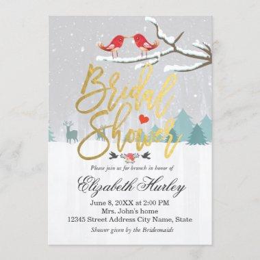 Snow Scene Bridal Shower Winter Wedding Invitations