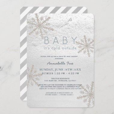 Snowflake Baby Its Cold Drive-by Baby Shower Invitations