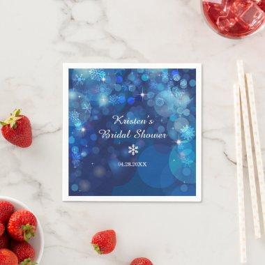 Snowflake Blue Bokeh Winter  Napkins