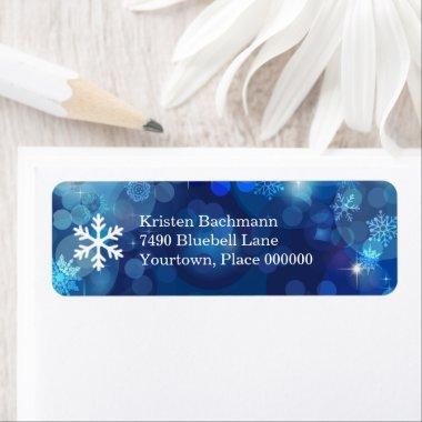 Snowflake Blue Bokeh Winter Label