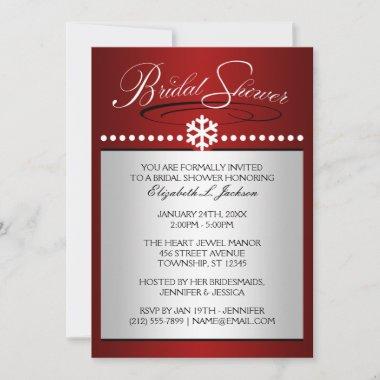 Snowflake Jewel Ruby Red Bridal Shower Invitations