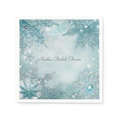 Snowflake Magic Winter Wonderland Elegant Party Paper Napkins