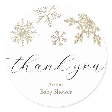 Snowflake Thank You Favor Classic Round Sticker