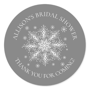 Snowflake Winter Bridal shower Classic Round Sticker
