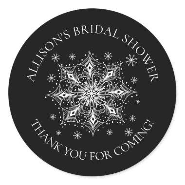 Snowflake Winter Bridal shower Classic Round Sticker