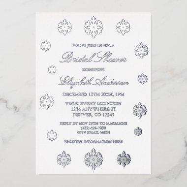 Snowflake Winter Bridal Shower Foil Invitations