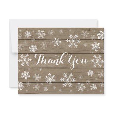 Snowflake Winter Rustic Wood Thank You