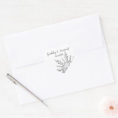 Snowflake Winter Wedding Heart Sticker