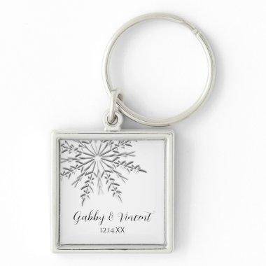 Snowflake Winter Wedding Keychain
