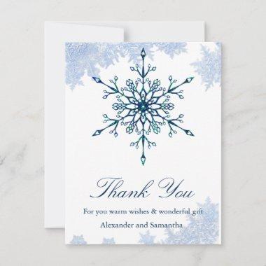 Snowflakes Blue Winter Snowflake Thank You Invitations