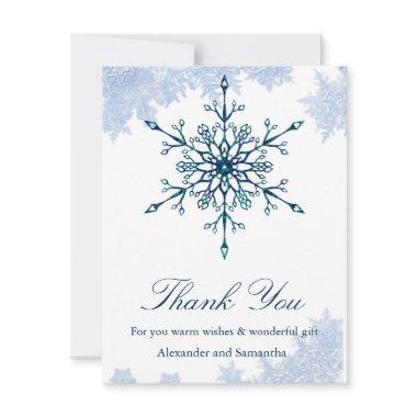 Snowflakes Blue Winter Snowflake Thank You Invitations