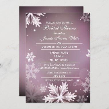Snowflakes Pink Winter Bridal shower invite