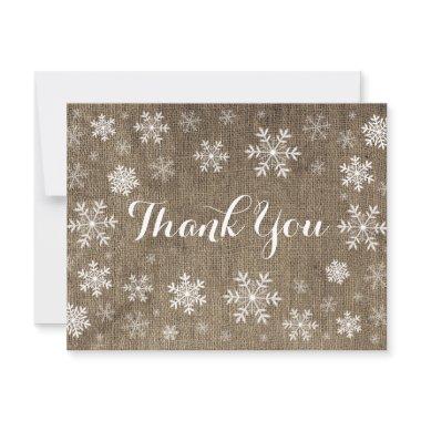 Snowflakes Winter Burlap Thank You Invitations