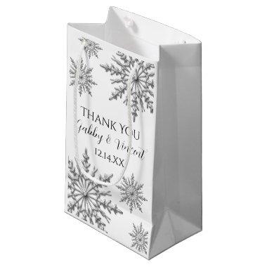 Snowflakes Winter Wedding Thank You Small Gift Bag