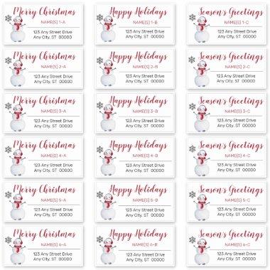 Snowman Red | Gray Christmas Address Labels
