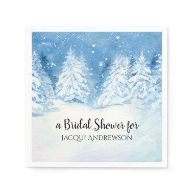 Snowy Winter Wedding Trees Forest  Napkins