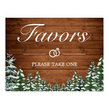 Snowy Wood & Forest Country Favors Wedding Sign