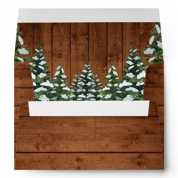 Snowy Wood & Forest Country Pine Custom Envelope