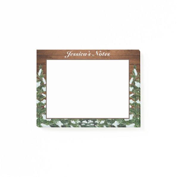 Snowy Wood & Forest Country Pine Custom Post-it Notes