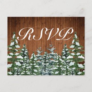 Snowy Wood & Forest Country Pine RSVP Invitation PostInvitations