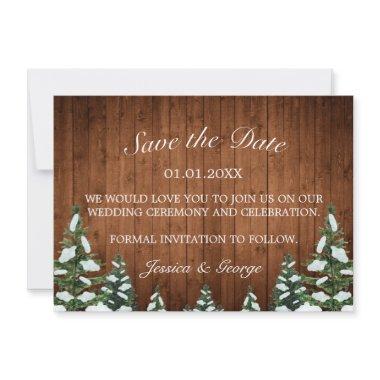 Snowy Wood & Forest Country Pine Wedding Save The Date