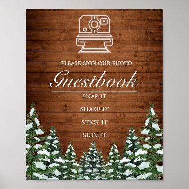 Snowy Wood & Forest Photo Guest Book Wedding Sign