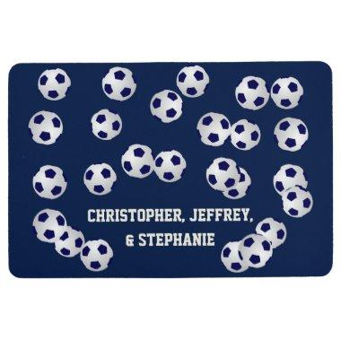 Soccer Blue or Choose Your Color Floor Mat w/ NAME