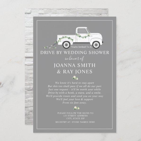 Social Distance Drive By Bridal Shower White Truck Invitations