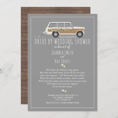 Social Distancing Drive By Wedding Shower Gray Invitations