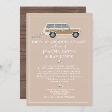 Social Distancing Drive By Wedding Shower Wood SUV Invitations