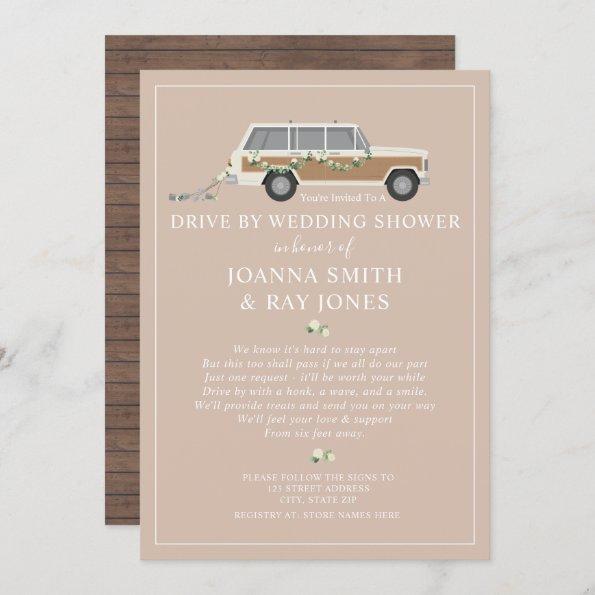 Social Distancing Drive By Wedding Shower Wood SUV Invitations