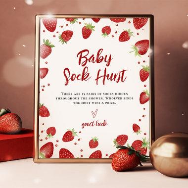 Sock Hunt 8x10 Watercolor Strawberry Game Sign
