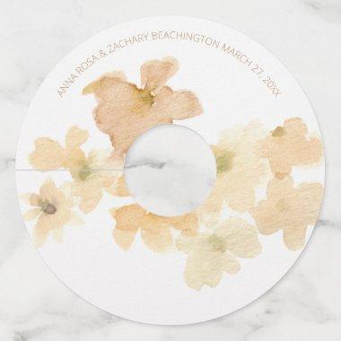 *~* Soft Abstract Peach Beige Floral Watercolor Wine Glass Tag