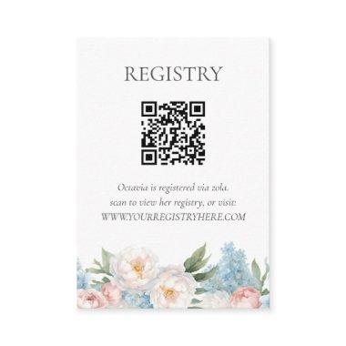 Soft Blue and Pink FLOWERS QRCODE REGISTRY Enclosure