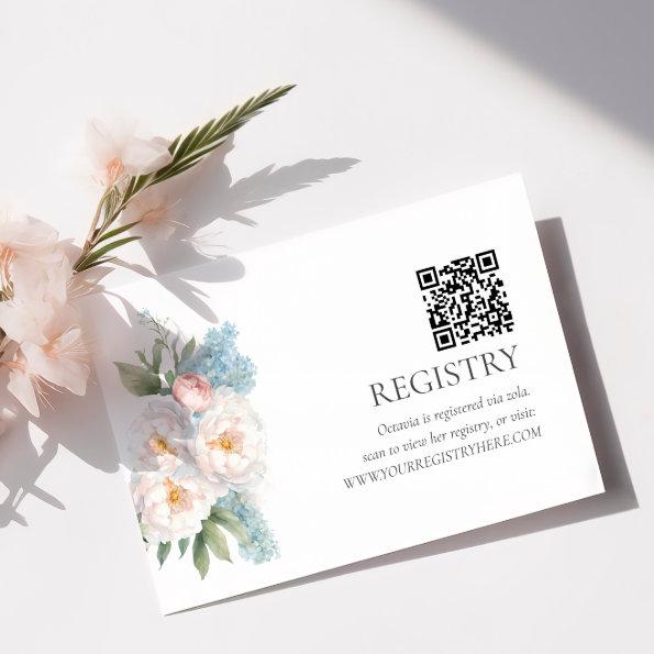 Soft Blue and Pink FLOWERS QRCODE REGISTRY Enclosure
