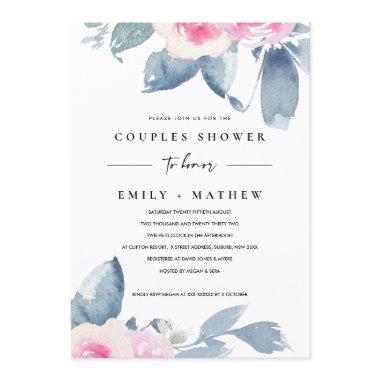 SOFT BLUSH BLUE FLORAL WATERCOLOR COUPLES SHOWER Invitations