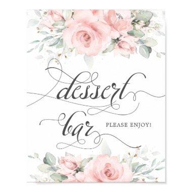 Soft Blush Floral Greenery Wedding Dessert Bar Poster